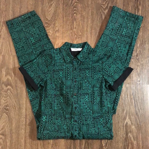 twik Pants - Twik Patterned Short Sleeve Jumpsuit